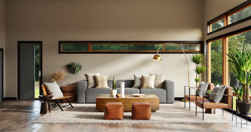 Furnished living room virtual staging